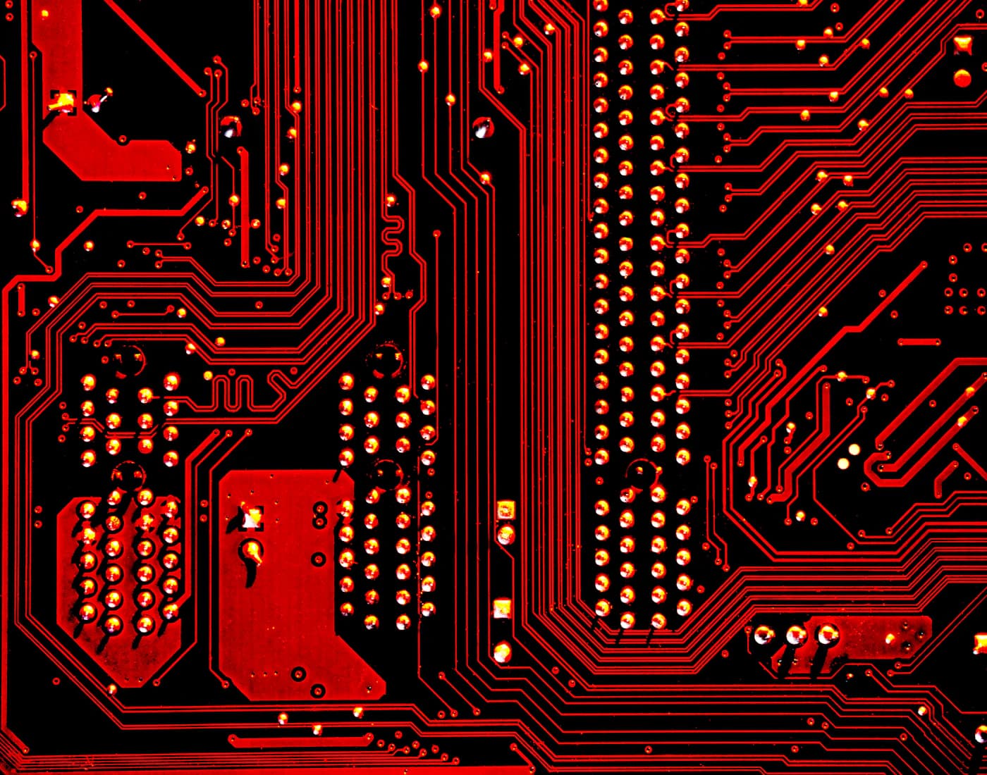 Macro shot of printed circuit board traces